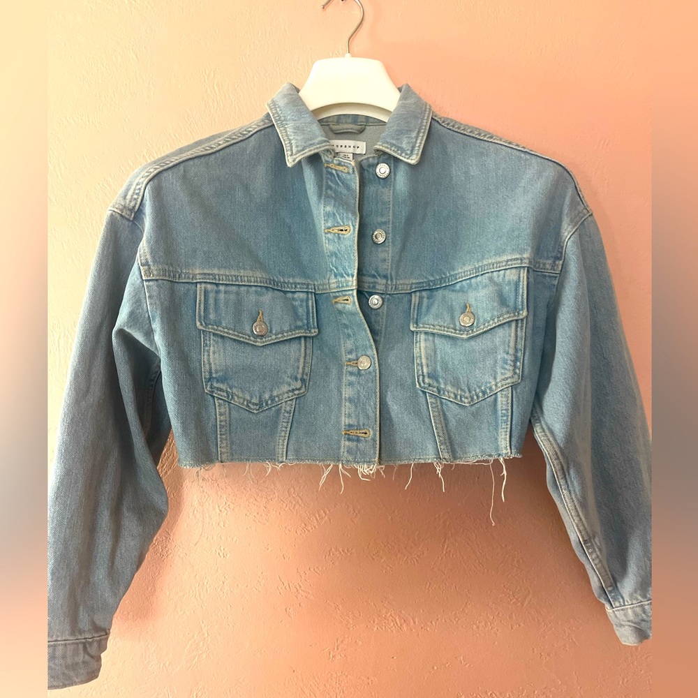 Topshop cropped denim jacket .